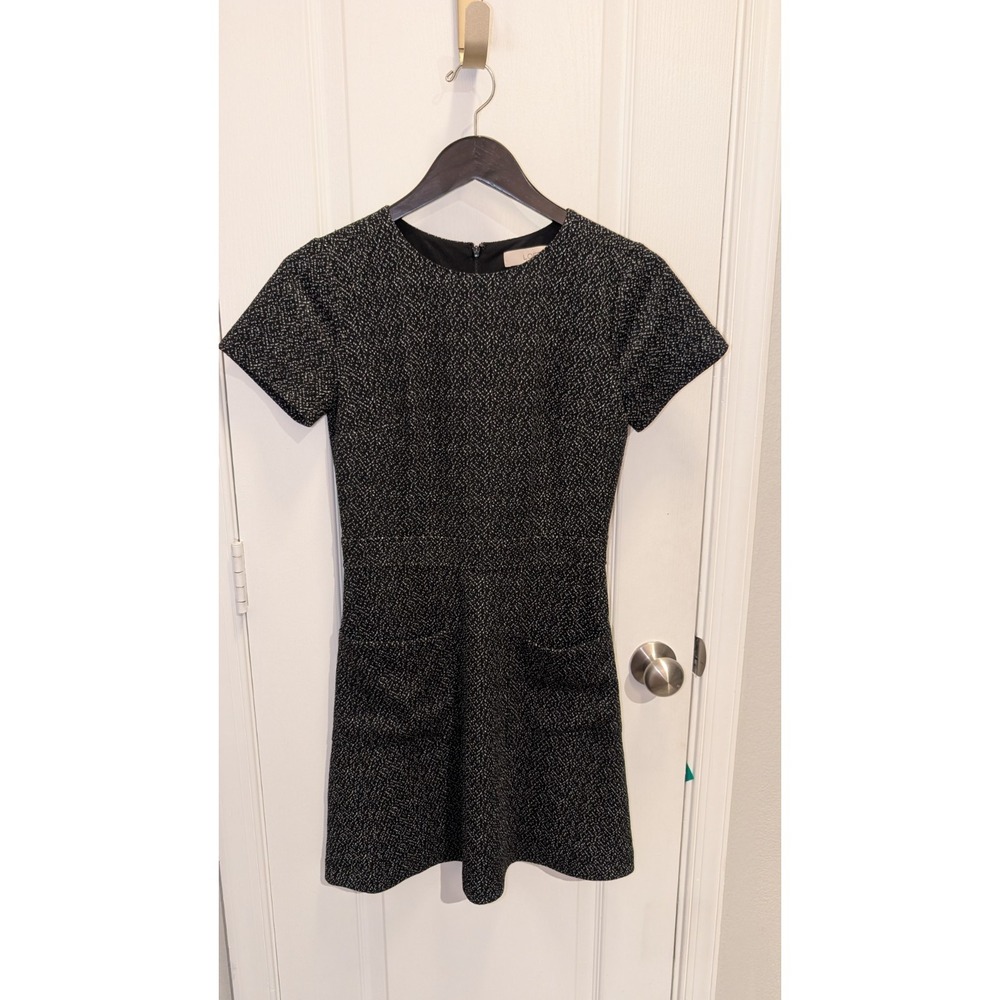 Loft Dress Womens Size 0 Black A Line Short Sleeve Pockets Stretch